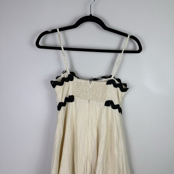 Petal & Pup Yana Maxi Dress Cream Black Cotton Tiered Trim Summer Midi Size S - Picture 10 of 12